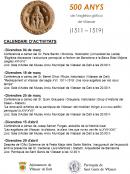 Cartell calendari activitats 500 aniversari de l'església gòtica de Sant Genís de Vilassar